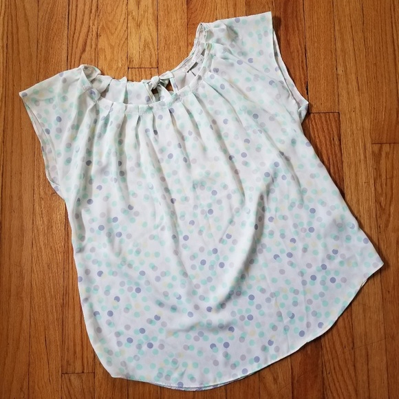LC Lauren Conrad Polka Dot Blouse Medium Medium - Picture 2 of 8